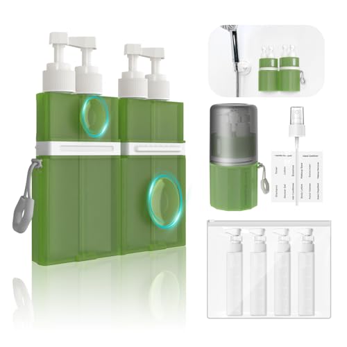 YOTIME 4in1 Travel Dispenser Bottle, TSA Approved Travel Size Containers - color: Green