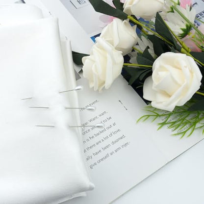 Quacc 100 PCS Corsage Pins with Box, Long Straight Wedding White Teardrop Pearl Head Boutineer Boutonniere Prom Bouquet Pins for Quilting Sewing Pinning Quilt Flower DIY Crafts (2.17")