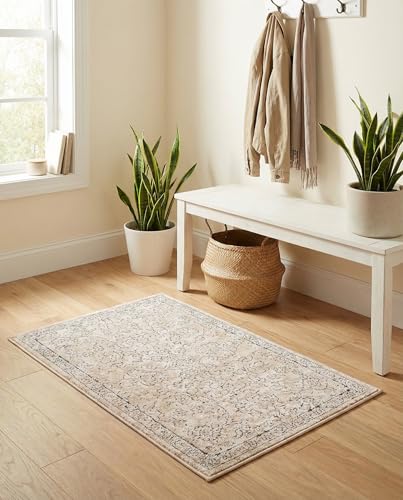 Rugs.com Oregon Collection Rug – 2' 2 x 3' Ivory Low-Pile Rug Perfect for Living Rooms, Large Dining Rooms, Open Floorplans - color: Ivory 6, size: 2'2" x 3' (Rectangular)