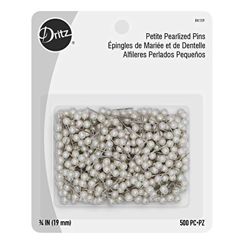 Dritz Petite Pearlized Size 12 3/4in White Pearl Heads Pins-Straight (BLK159)