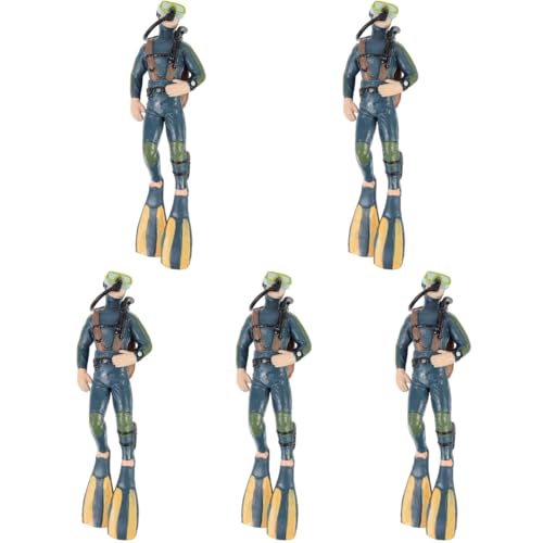 DOITOOL Diver Mini Model Aquarium Decoration Set 5.11X1.57X5.90In Fish Tank Ornament Lifelike Figurines for Fresh and Saltwater Aquatic Landscape