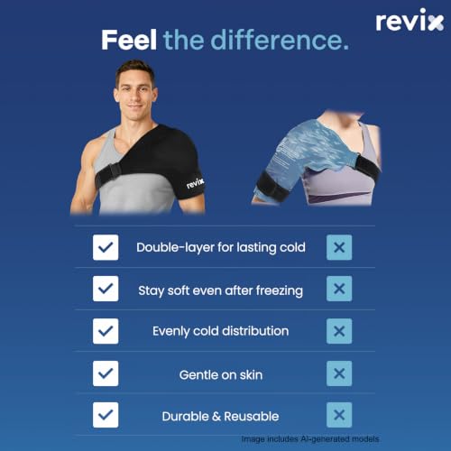REVIX XL Shoulder Ice Pack Wrap for Rotator Cuff, with Removable Gel Pack | Reusable Gel Cold Wrap, 30-Minute Cooling, Flexible Fit for Recovery, Workout Relief & Daily Comfort, Men & Women - size: XL, style: With Removable Gel Pack