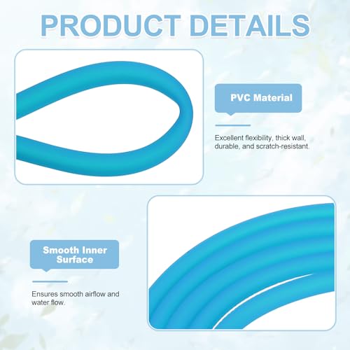 Aquarium Airline Tubing, 5/32"(4mm) ID x 1/4"(6mm) OD 4.9ft PVC Flexible Tube, (2Pcs, Blue), Intended for Fish Tank Air Pump/Aquarium/Garden/Terrarium Pond - color: Blue