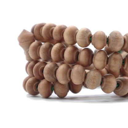 TheTasbih® Handmade Sandalwood 6mm Contoured Prayer Beads Tasbih Misbaha with Green Tassels