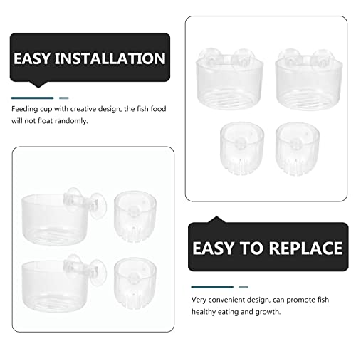 Balacoo Fish Tank Aquarium Accessories 4pcs Acrylic Feeding Cups Fish Feeder Suction Cup Set