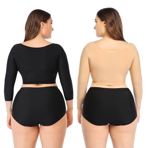 woahee Women's Arm Shaper Plus Size Arm Faja Compression Sleeve Garment Post Surgical Arm Shapewear - color: Multicolor, size: XX-Large