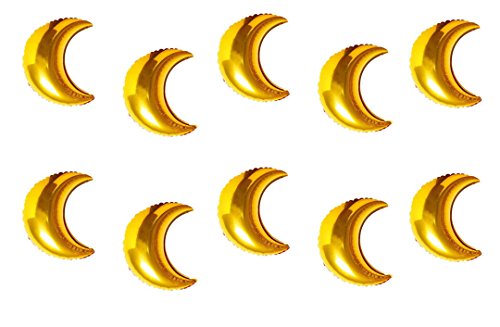 Zaffron Moon Shaped Mylar Foil Balloons (9 inch, 10 pack, Gold) - color: Gold, size: 9 inch, 10 pack
