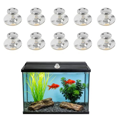 10 Pcs Aquarium Lid Handle, Acrylic Round Handles with Adhesive for Fish Tank Cover, Fish Tank Accessories, Aquarium Lid Handle Replacement (Silver) - color: Silver