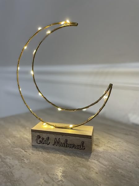 Eid Mubarak Crescent Moon Light - Ramadan Festival Hanging Lighted Decorations for Home Festival Eid Mubarak, Gifting, New Year Muslim, Allah Welcome Housewarming Festive Stylish