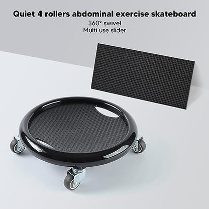 Wheel,360 Degrees Swivel Core Coaster Abdominal Strength Workout Trainer for Home Gym Fitness Waist Strength Trainer (Black)