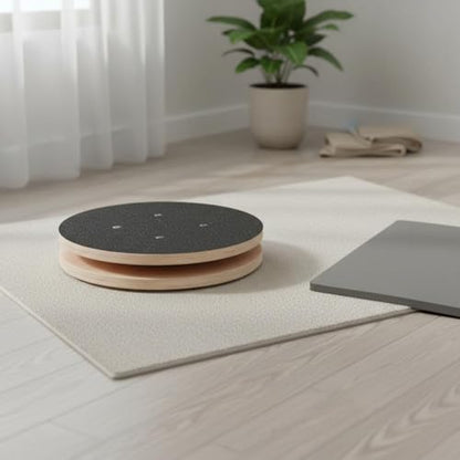 Generic Wooden Waist Rotating Disc Portable Waist Rotator Board Includes Floor Protection Mat Core Twist Disc for Indoor