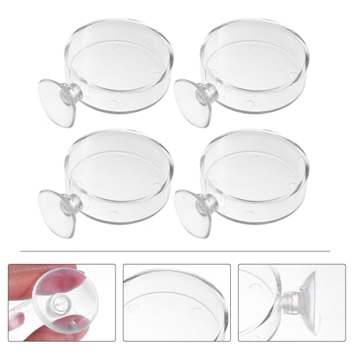 Kisangel 5 Pcs Acrylic Fish Feeder Bowl with Suction Cup 6.5cm Fish Food Holder for Aquarium and Shrimp Tank Feeding Accessories