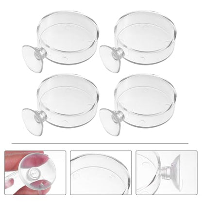 Kisangel 5 Pcs Acrylic Fish Feeder Bowl with Suction Cup 6.5cm Fish Food Holder for Aquarium and Shrimp Tank Feeding Accessories