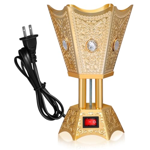 Beavorty Electric Incense Burner with Us Plug 6.69In Desktop Censer for Home Office Aromatherapy Decorative Aroma Burner Table Centerpiece - color: Golden Us