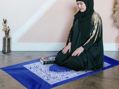 Travel Prayer Mat, 4 PCS 60cm*100cm Portable Prayer Mat, Waterproof Prayer Mat, Prayer Rug, Muslim Travel Prayer Mat, for Ramadan Gifts, Muslim Prayer (Green, Blue, Red, Black)