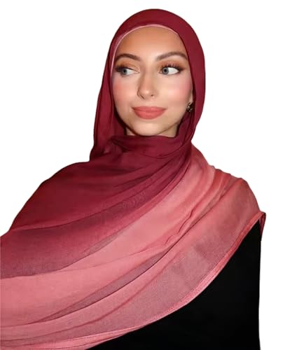Fashion Gradient Color Hijab Scarf for Women Soft Modal Instant Jersey Hijab Head Wraps Long Shawls - color: Color 2