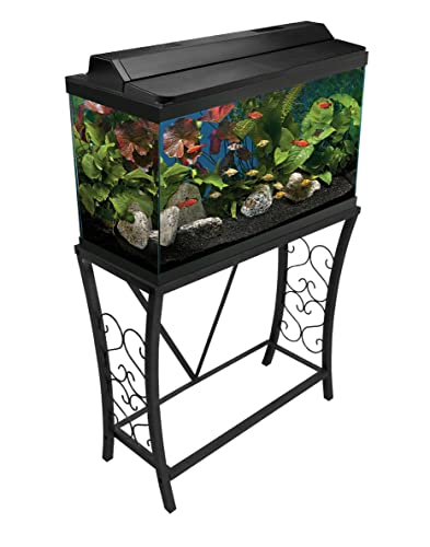 Aquatic Fundamentals 29 Gallon Metal Aquarium Stand, 30.3" L x 12.5" W, Black - size: 29 Gallon