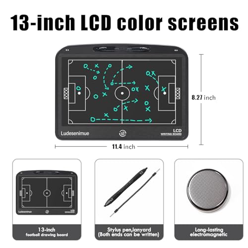 Electronic Soccer Coaching Board - 13.5 inch LCD Soccer Tactics Board | With Stylus Pen, Soccer Coach Gifts, Training Equipment - size: 13.5 inch