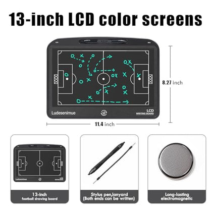 Electronic Soccer Coaching Board - 13.5 inch LCD Soccer Tactics Board | With Stylus Pen, Soccer Coach Gifts, Training Equipment - size: 13.5 inch