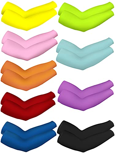 Bememo 9 Pairs UV Protection Sleeves Cooling Sleeves Long Arm Covers Arm Sleeves for Men and Women - color: Mixed Colors