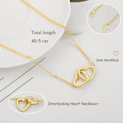 POTESSA 18K Gold Plated Pendant Necklace Medallion Coin Heart Y Shaped Chain Toggle Necklace for Women Jewelry - color: Double Heart