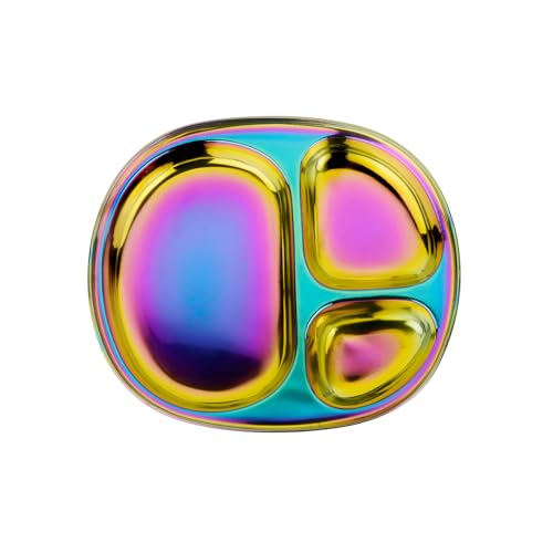 Ahimsa Stainless Steel Kids Divided Plate, Rainbow, 1 Plate - color: Rainbow / 1 Plate