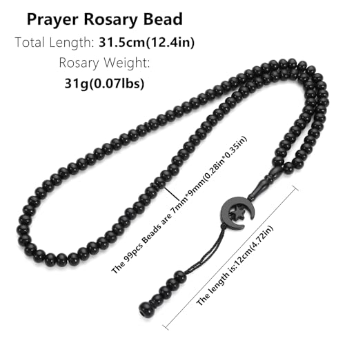2pcs Muslim Prayer Beads Tasbih 99 Beads Allah & Muhammad - Black - color: Black