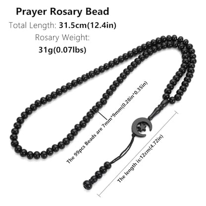 2pcs Muslim Prayer Beads Tasbih 99 Beads Allah & Muhammad - Black - color: Black