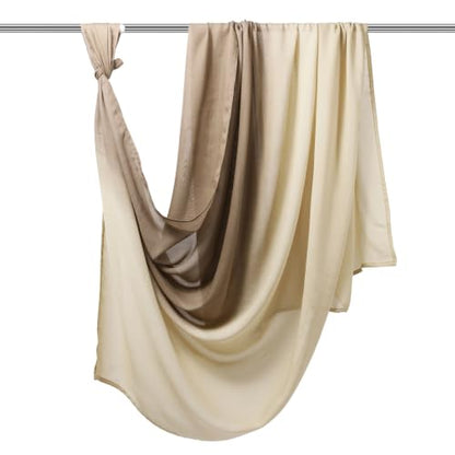 Premium Ombre Viscose Hijab Scarf for Women Muslim Lightweight Gradient Color Shade Hair Wraps Long Hijabs Scarves - color: Khaki 5#