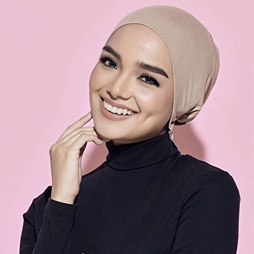 3 Pieces Adjustable Muslim Inner Under Hijab Cap with Ties Back Islamic Under Scarf Bonnet Caps Chemo Cap - color: White