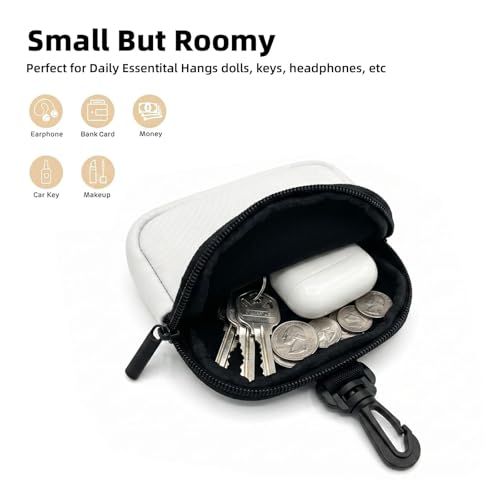 Small Neoprene Pouch, Mini Portable Makeup Bag With Carabiner Keychain Waterproof Travel Coin Purse Storage Bag Cartoon Muslim Girl Clutch Cosmetic Organizer For Women