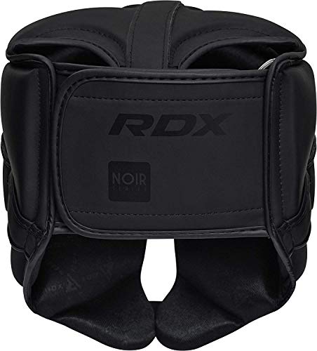 RDX Boxing Headgear Sparring Grappling, Maya Hide Leather, Head Gear for MMA Muay Thai Kickboxing Training, Multi Layered Padding, Taekwondo Martial Arts BJJ Wrestling Karate, Black