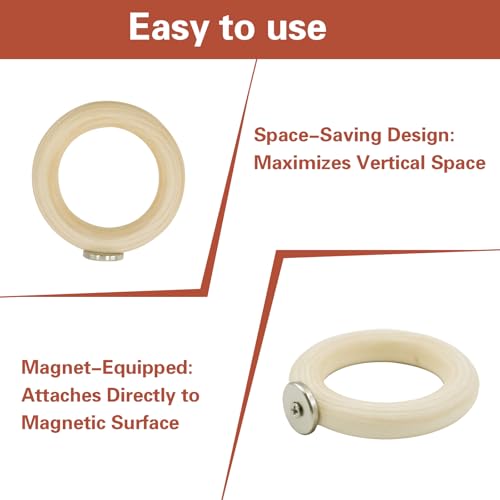 12 Pack Wooden Magnetic Air Plant Holder, 3 Sizes Wall Mount Wooden Ring for Fridge & Metal Wall, Small Air Plant Display Holder for Home Office Decor