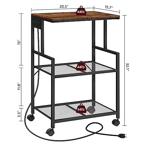 MAHANCRIS Mobile Printer Stand and Fish Tank Stand Bundle, 3-Tier Industrial Printer Cart with Power Outlets and 2 USB Ports, 40-50 Gallon Aquarium Stand with Storage Cabinet, PTHR78E01-FTHR50E01