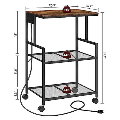 MAHANCRIS Mobile Printer Stand and Fish Tank Stand Bundle, 3-Tier Industrial Printer Cart with Power Outlets and 2 USB Ports, 40-50 Gallon Aquarium Stand with Storage Cabinet, PTHR78E01-FTHR50E01