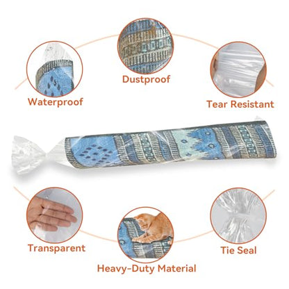 Klmnop 4Pcs Plastic Rug Storage Bag with 10 Ties, Fits Rugs up to 5'×7', 4.5 Mil Heavy Duty Waterproof Rug Storage Bag, Clear Rug Bags for Moving Storage Shipping(19×80Inch)