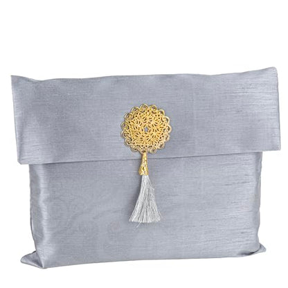 Modefa Islamic Prayer Mat Muslim Gifts - Thin Travel Muslim Prayer Rug in Taffeta Gift Bag with Tasbih Beads Prayer Matt Islam - Chenille Turkish Praying Carpet - Ramadan Gifts (Gray) - color: Grey