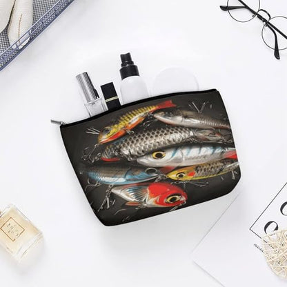 Fishing Bait Makeup Bag for Women, Toiletry Bag Portable PU, Cosmetic Bag Travel Essentials Toiletries Accessories