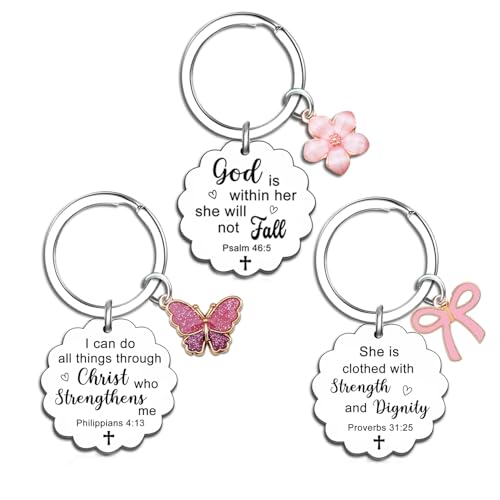 Christian Gifts for Women Bible Verse Christian Keychain Inspirational Spiritual Religious Faith Gifts Stuff Accessories Cute Cross Keychain