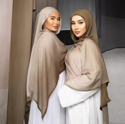 Fashion Gradient Color Hijab Scarf for Women Soft Modal Instant Jersey Hijab Head Wraps Long Shawls - color: Color 1