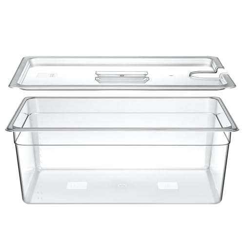 Large Sous Vide Container with Lid, 26 Qt, BPA-Free Clear Tub | BPA-free 26 Qt container with fitted lid reduces evaporation for batch cooking; fits Anova and most sous vide cookers. - color: Large Sous Vide Container-without accessories