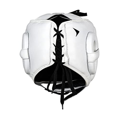 Vali Lancer Leather Face Saver Headgear for Training - color: White, size: Large-X-Large