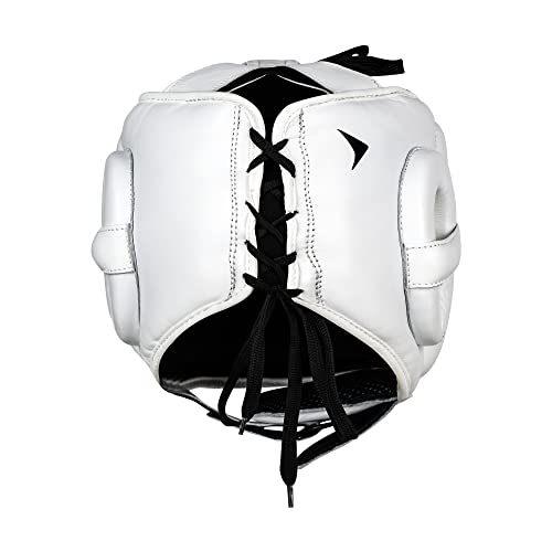 Vali Lancer Leather Face Saver Headgear for Training - color: White, size: Small-Medium