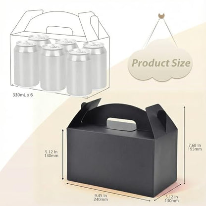 Papertide Black Gable Box with Handles, 30 Pack 9.45×5×5 inch Sturdy Colorful Cardstock treat Boxes for Christmas Birthday Party Favors, Premium Presentation Boxes with Lids - color: Black