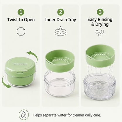Retainer Soaking Case with Drain Basket, Leak-Proof Denture Bath Box with Magnetic Lid, Portable Cleaning Container for Aligners, Mouth Guard & Night Guard (Green) - color: Green