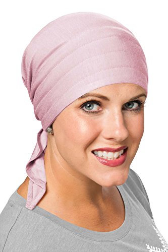 Cardani Instant Tie Headscarf - Padded Easy Tie Triangle Scarf in Luxury Viscose from Bamboo - color: Luxury Bamboo - Cameo Pink