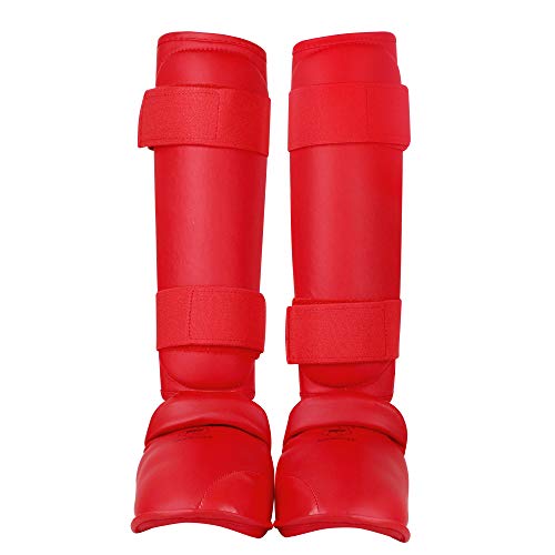 Wesing Karate Shin Instep Guard WKF Karate Shin Pad - color: Red, size: X-Large
