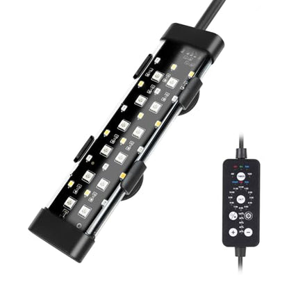 hygger Submersible LED Aquarium Light, 8W 7 in 24/7 Mode Fish Tank Light with 5 Rows Beads, with Timer 9 Colors and Adjustable Brightness, Full Spectrum IP68 Waterproof Light for Fish Tank 8-17 inch - size: 8in 8W