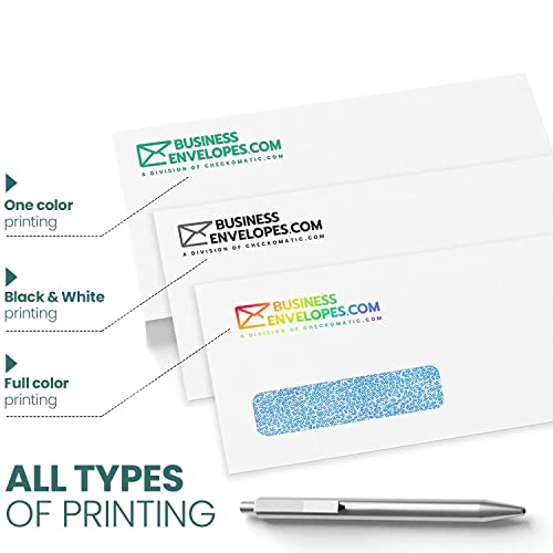 1000 Custom Printed #9 Single Left Window Envelopes, Gummed Seal, for Quickbooks Invoices, Checks and Return Mail, Text and Logo Customization, 24lb, 3 7/8 x 8 7/8 Inches - White Envelopes - size: #9 Envelopes | 1000 Count