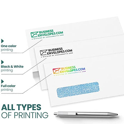 1000 Custom Printed #9 Single Left Window Envelopes, Gummed Seal, for Quickbooks Invoices, Checks and Return Mail, Text and Logo Customization, 24lb, 3 7/8 x 8 7/8 Inches - White Envelopes - size: #9 Envelopes | 1000 Count